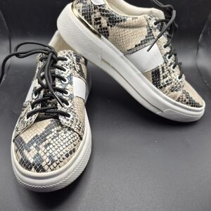 Marc Fisher Snakeskin Sneakers with Black Laces